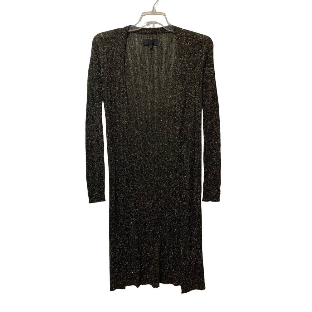 Nili Lotan Open Front Metallic Gold Black Duster Cardigan Size Small